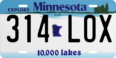MN license plate 314LOX