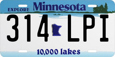 MN license plate 314LPI