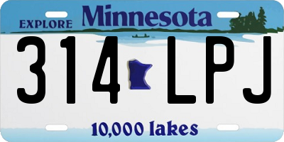 MN license plate 314LPJ