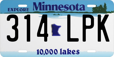 MN license plate 314LPK