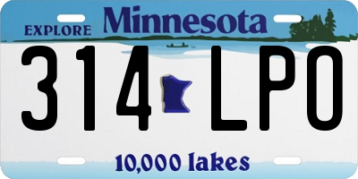 MN license plate 314LPO