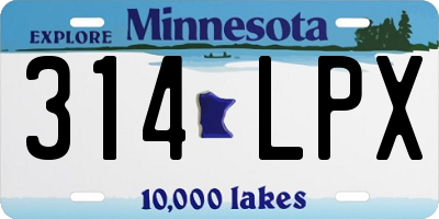 MN license plate 314LPX