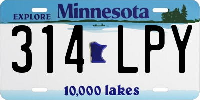 MN license plate 314LPY
