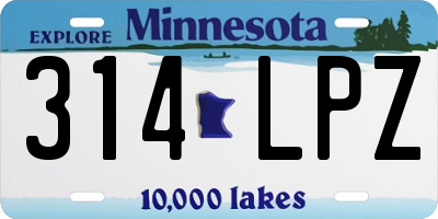 MN license plate 314LPZ