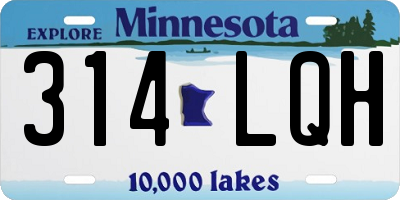 MN license plate 314LQH