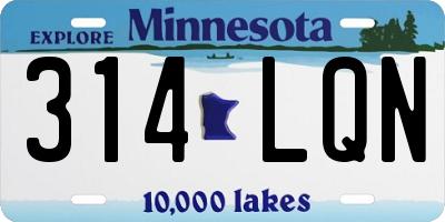 MN license plate 314LQN