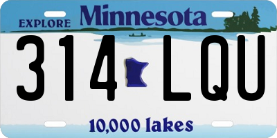 MN license plate 314LQU