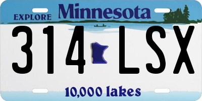 MN license plate 314LSX