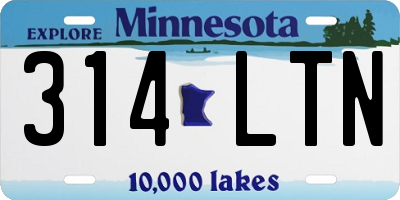 MN license plate 314LTN