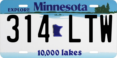 MN license plate 314LTW