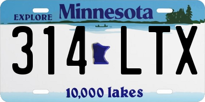 MN license plate 314LTX