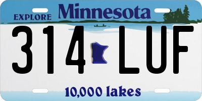 MN license plate 314LUF