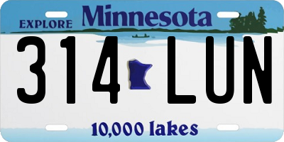 MN license plate 314LUN