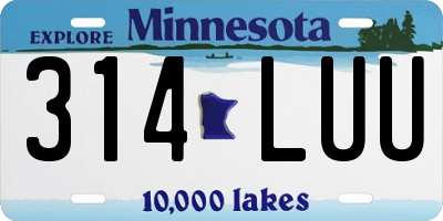 MN license plate 314LUU