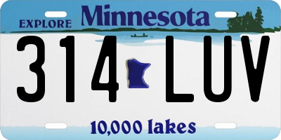 MN license plate 314LUV