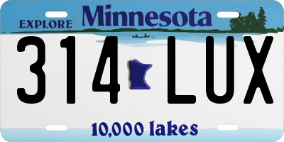 MN license plate 314LUX