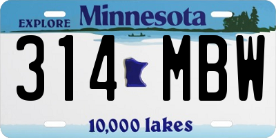 MN license plate 314MBW