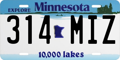 MN license plate 314MIZ