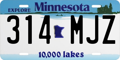 MN license plate 314MJZ