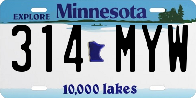 MN license plate 314MYW