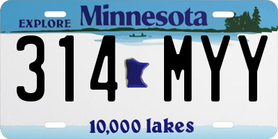 MN license plate 314MYY