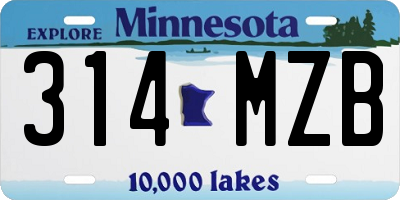 MN license plate 314MZB