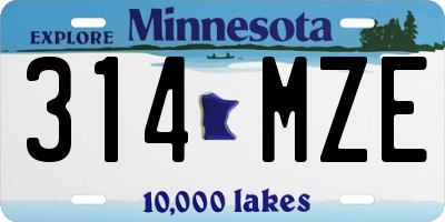 MN license plate 314MZE