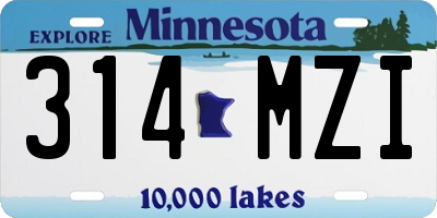 MN license plate 314MZI