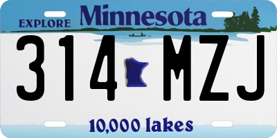 MN license plate 314MZJ