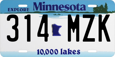 MN license plate 314MZK