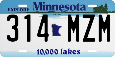 MN license plate 314MZM