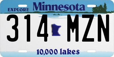 MN license plate 314MZN