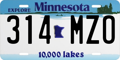 MN license plate 314MZO