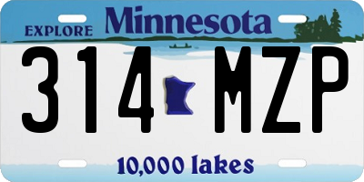 MN license plate 314MZP