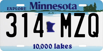 MN license plate 314MZQ
