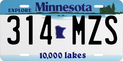 MN license plate 314MZS