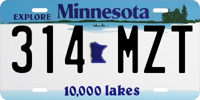 MN license plate 314MZT
