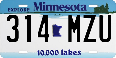 MN license plate 314MZU