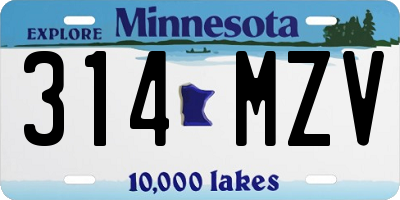 MN license plate 314MZV