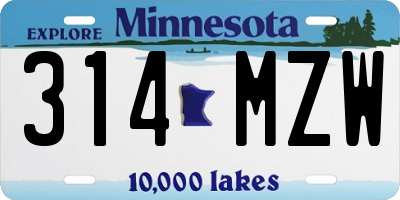 MN license plate 314MZW