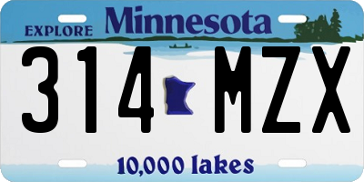 MN license plate 314MZX