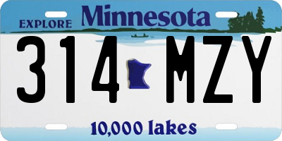 MN license plate 314MZY