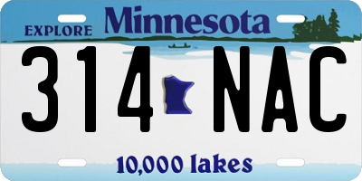MN license plate 314NAC