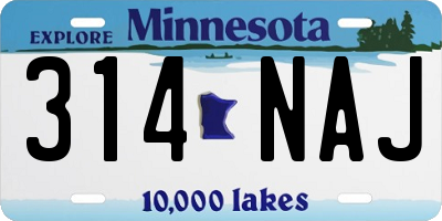 MN license plate 314NAJ