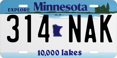 MN license plate 314NAK