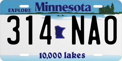 MN license plate 314NAO