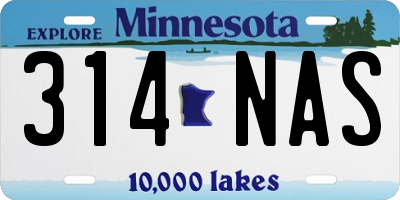 MN license plate 314NAS
