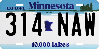 MN license plate 314NAW