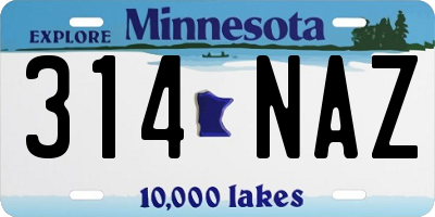 MN license plate 314NAZ