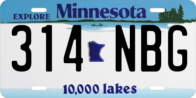 MN license plate 314NBG